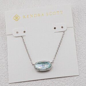 Kendra Scott Oval Light Blue Glass Shell Necklace